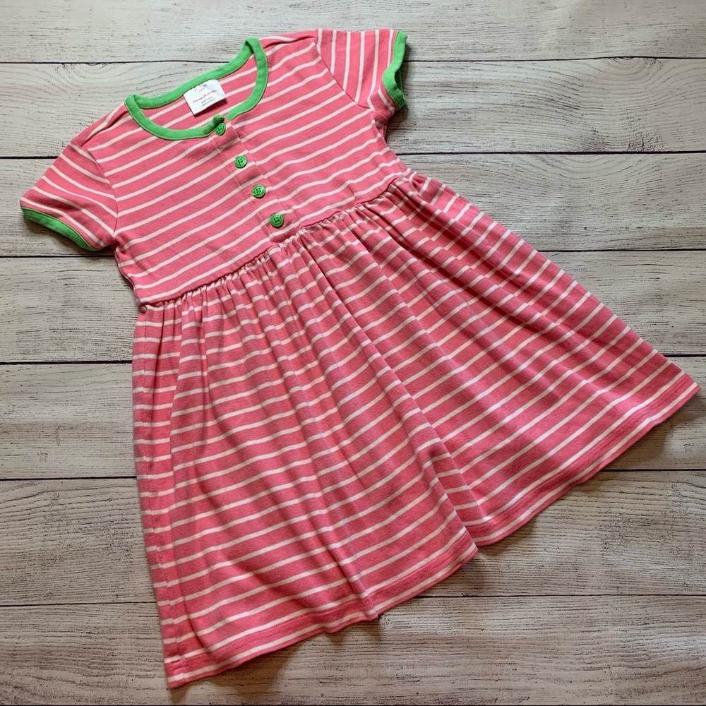 Hanna Andersson Pink Striped Dress Size 110 (5/6)